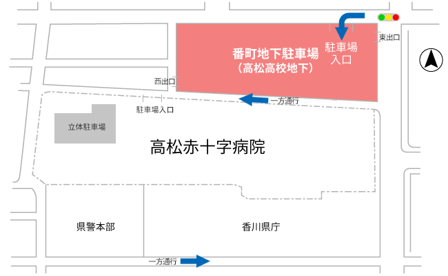 番町地下駐車場（高松高校地下）案内図