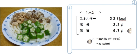 オクラとそぼろの冷やしうどん