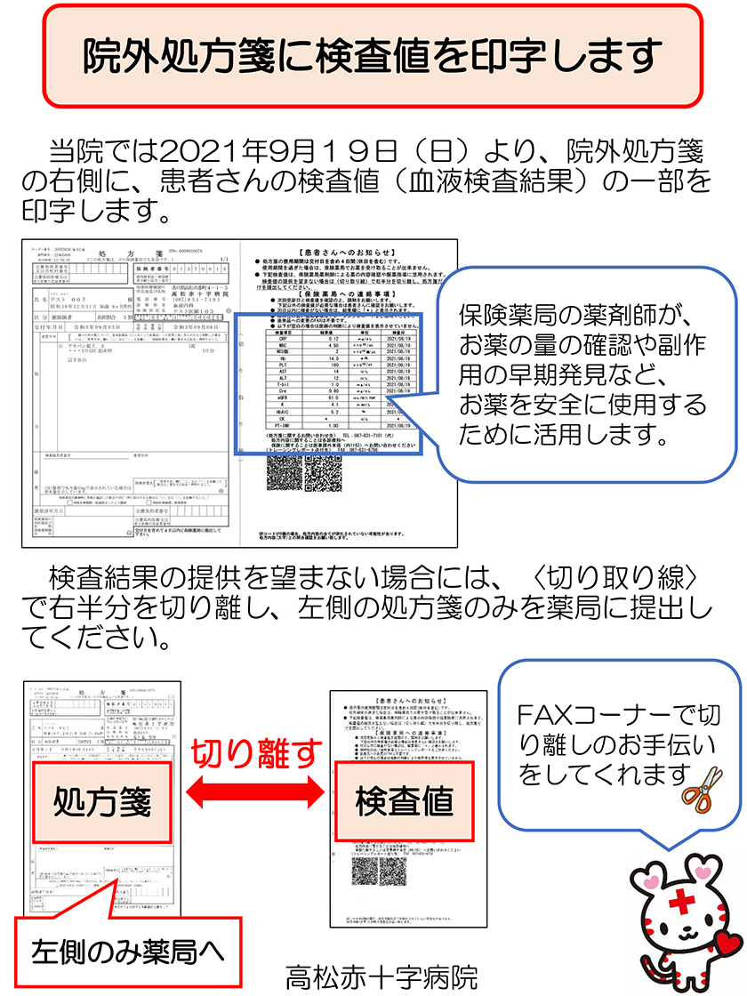 検査値の印字開始のお知らせ